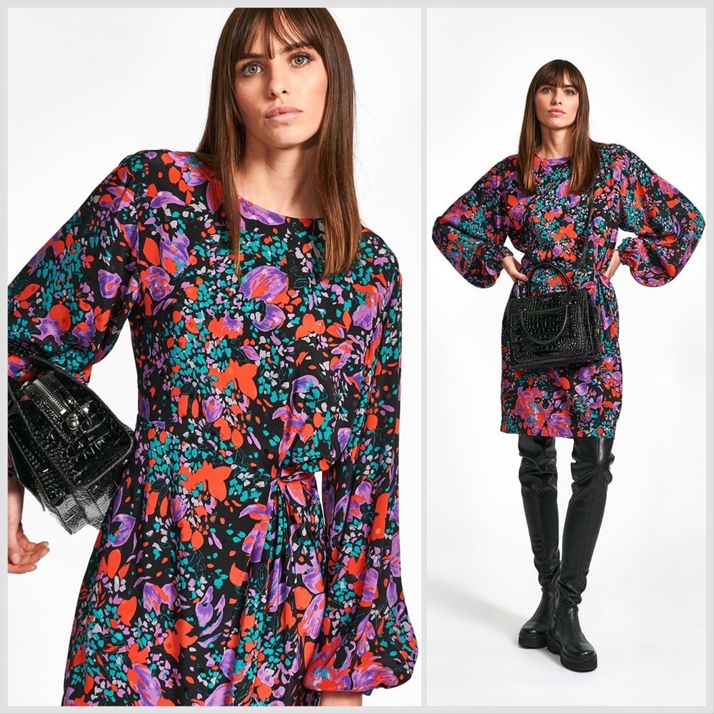 Essentiel Antwerp Wagging Floral Silk Jacquard Dress Sz 36 4US
